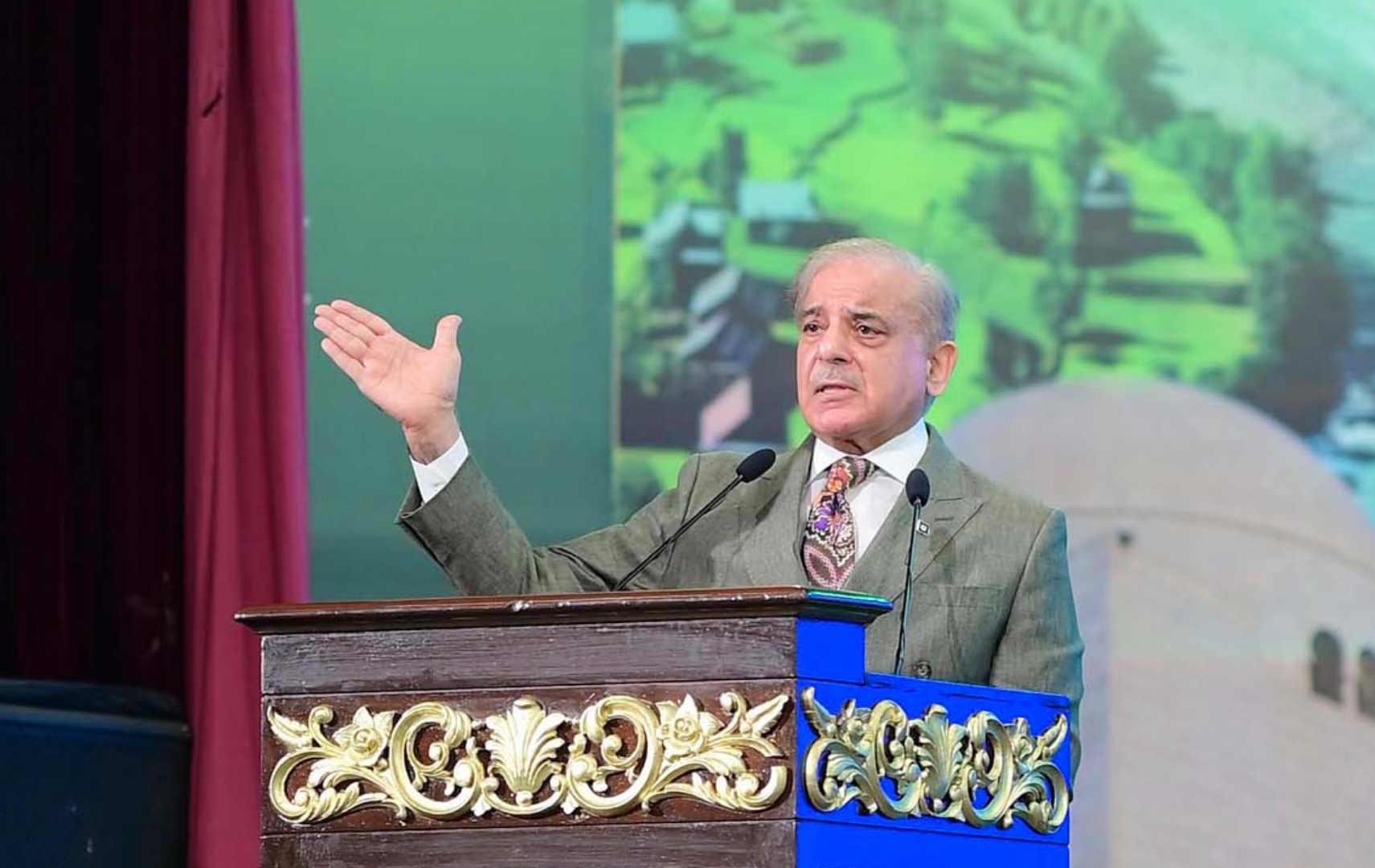 Prime Minister Muhammad Shehbaz Sharif addressing national independence day event in Islamabad